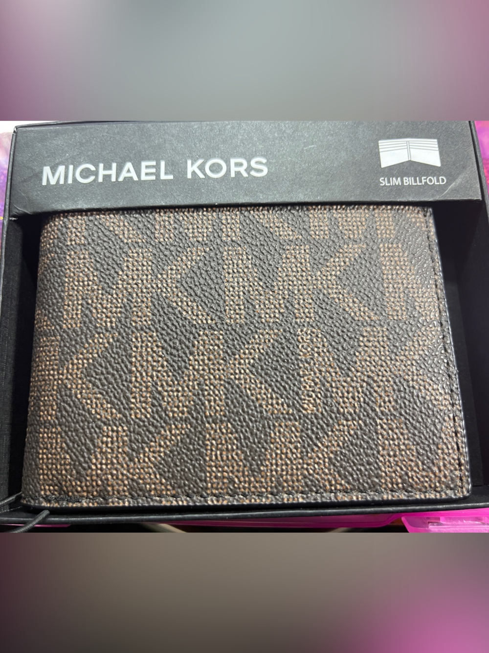 Michael Kors Brown and Tan signature print men’s wallet